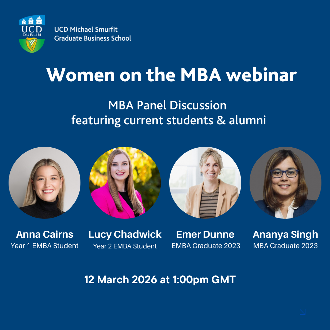 Women on the MBA panellist. The panel consist of two current MBA students and two MBA graduates.